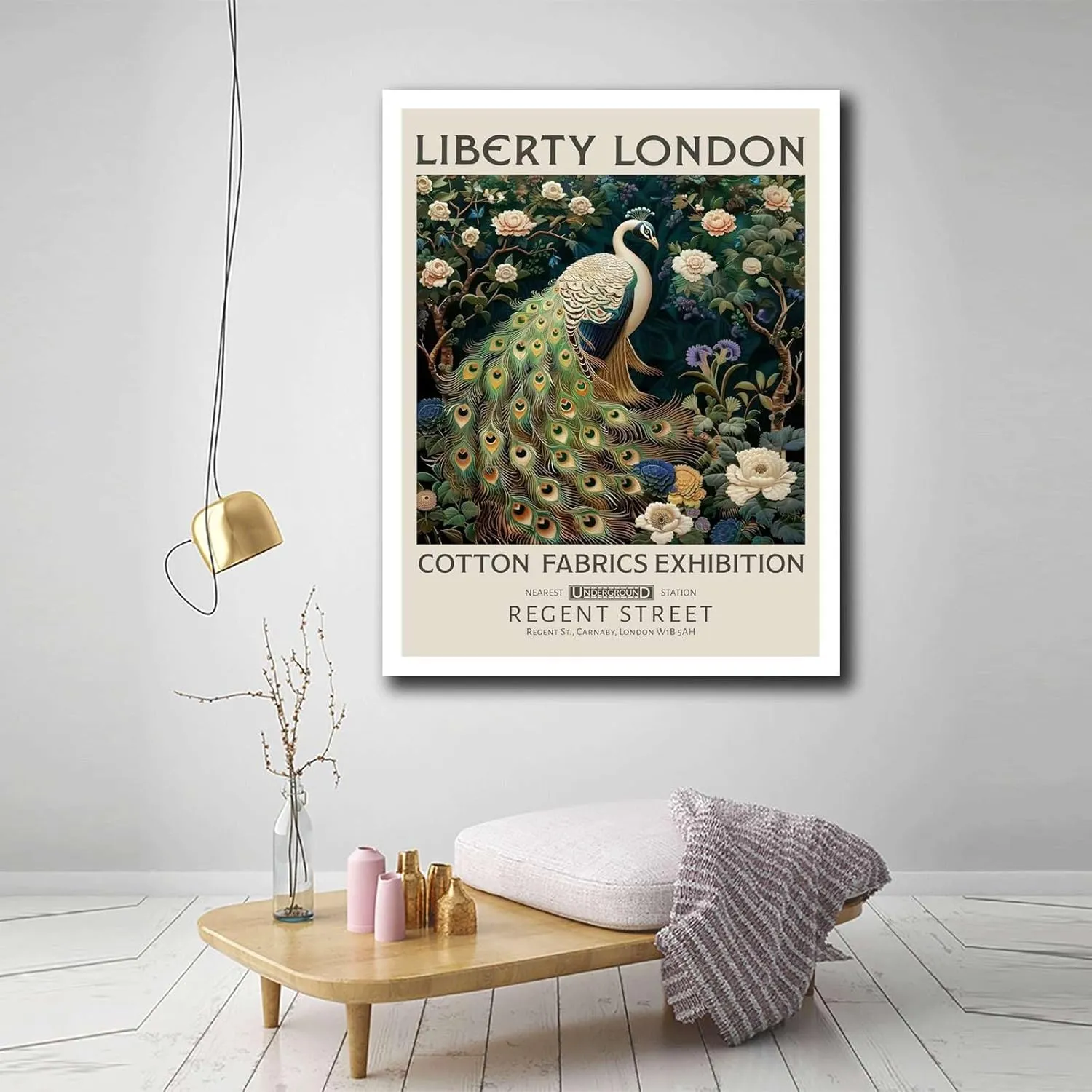 TGRNFHKPYY Canvas Painting Poster and Print Liberty London Print William Morris White Peacock Art Print Modern Home and Bedroom Decoration 20x30inch