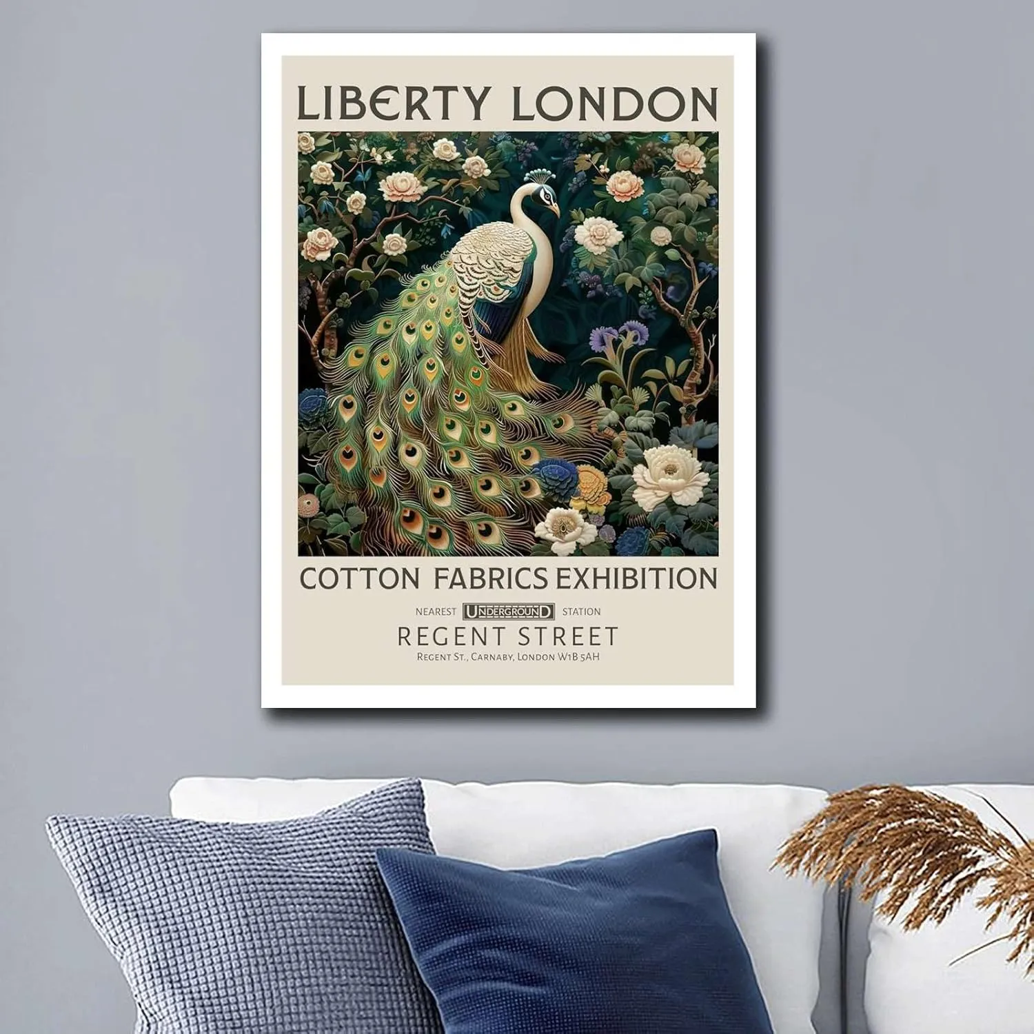 TGRNFHKPYY Canvas Painting Poster and Print Liberty London Print William Morris White Peacock Art Print Modern Home and Bedroom Decoration 20x30inch