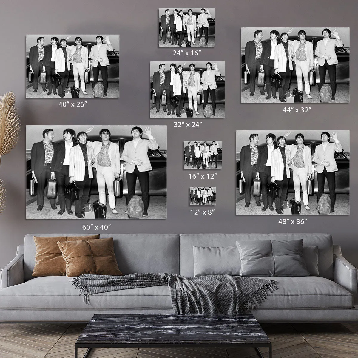 The Beatles and Brian Epstein at London Airport Canvas Print or Poster