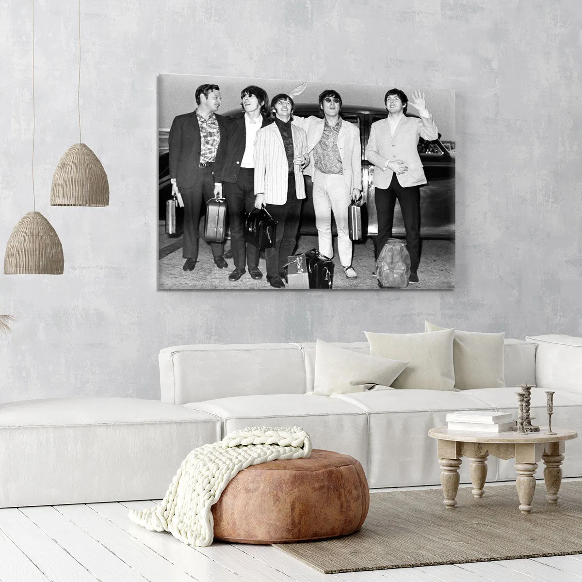 The Beatles and Brian Epstein at London Airport Canvas Print or Poster