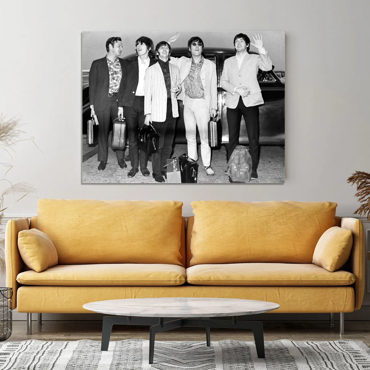 The Beatles and Brian Epstein at London Airport Canvas Print or Poster