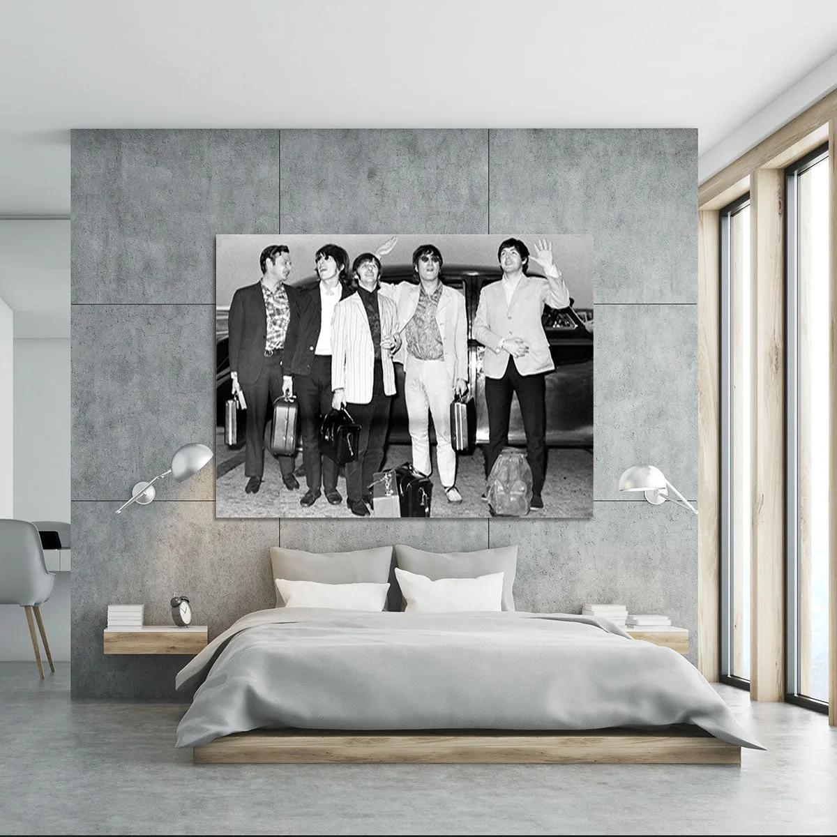 The Beatles and Brian Epstein at London Airport Canvas Print or Poster