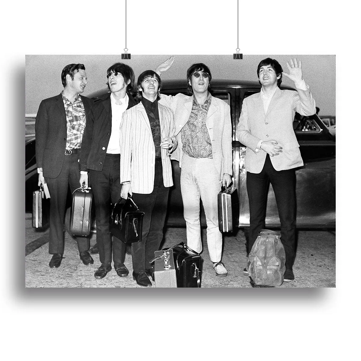 The Beatles and Brian Epstein at London Airport Canvas Print or Poster