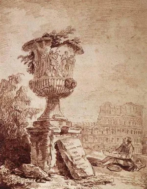 The Draughtsman of The Borghese Vase by Hubert Robert - 20" x 25" Premium Canvas Print