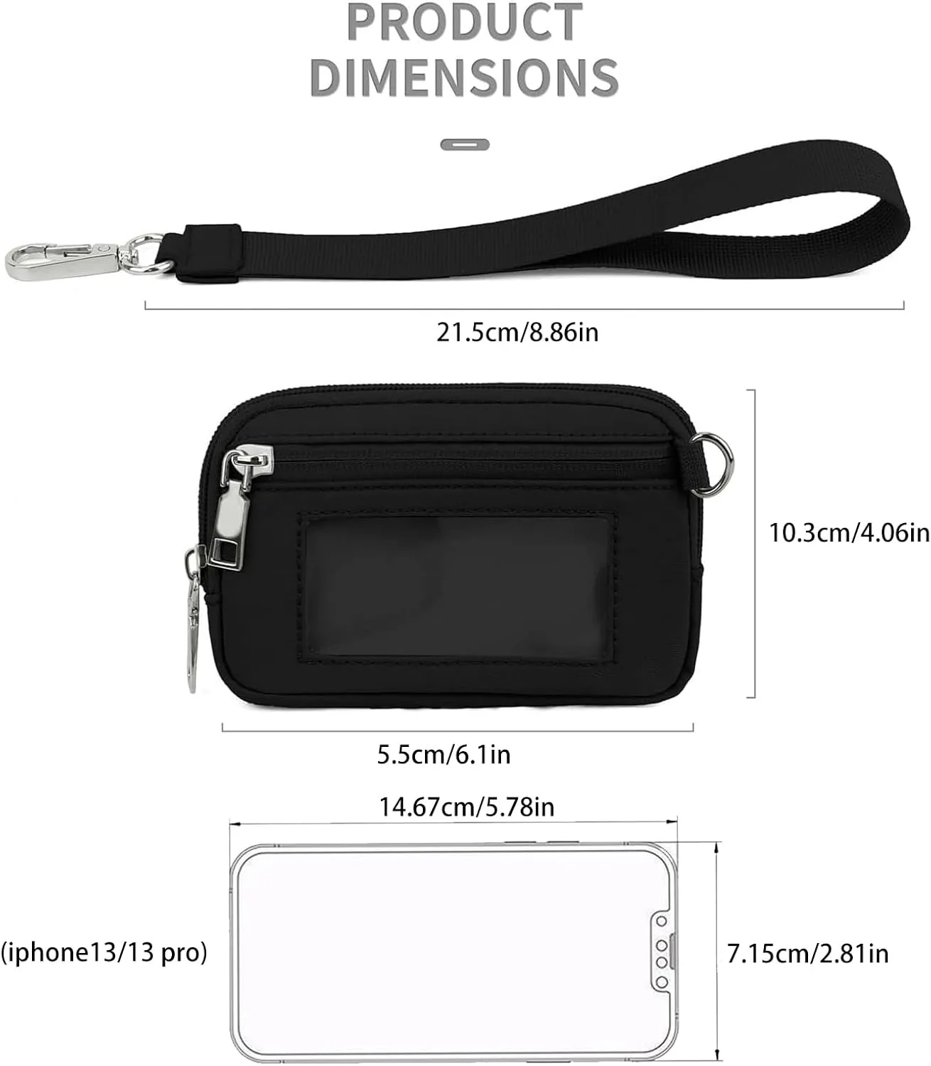 The Iris' Wallet, Women's Wristlet Handbags, Waterproof Nylon Keychain Wallet, Zip Card Case with ID Window (Green)