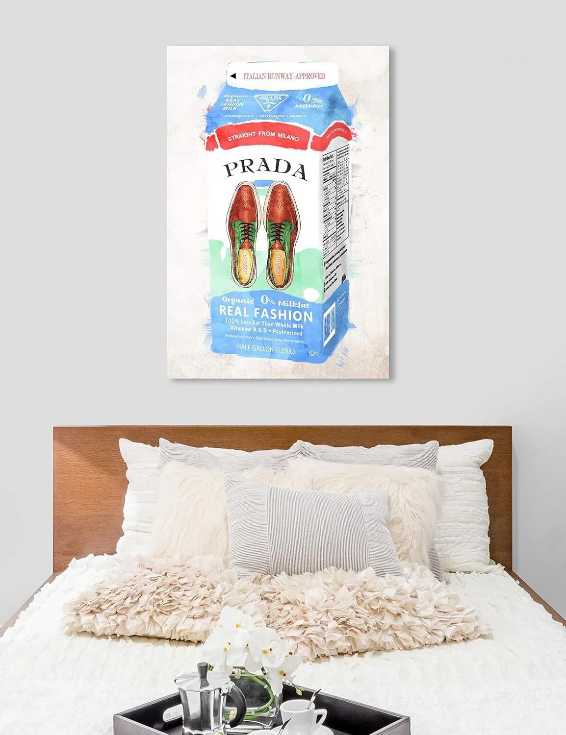 The Oliver Gal Artist Co. Fashion and Glam Wall Art Canvas Prints 'Milano Milk' Home Décor, 36" x 54", White, Red