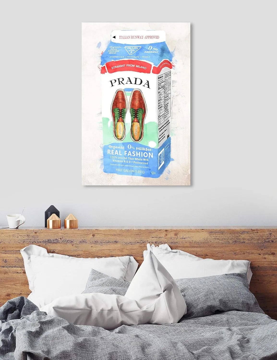 The Oliver Gal Artist Co. Fashion and Glam Wall Art Canvas Prints 'Milano Milk' Home Décor, 36" x 54", White, Red
