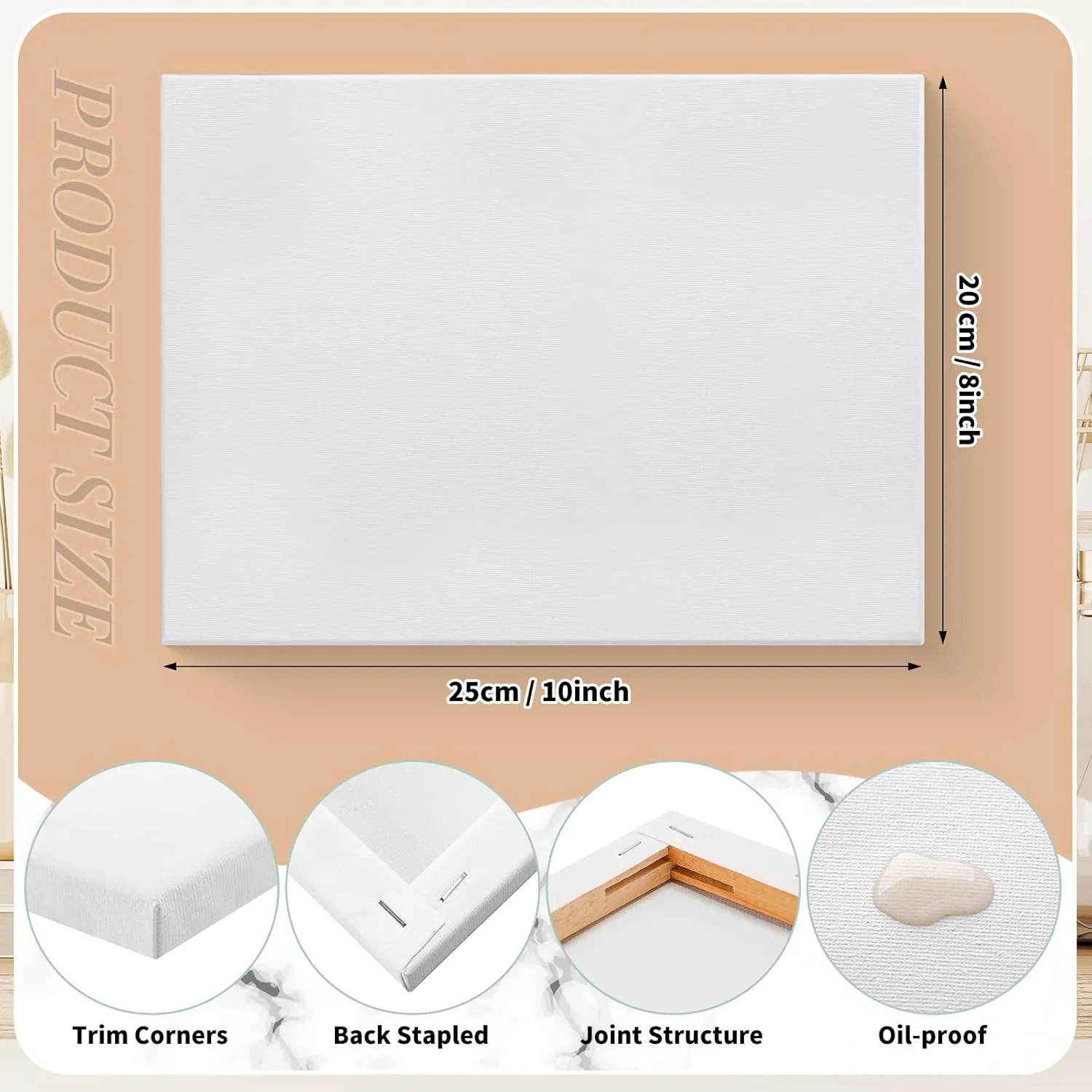 Thenshop Stretched Canvas for Painting 10 oz Triple Primed 100% Cotton White Blank Canvas Bulk Art Canvases for Painting Acrylics Pouring Oil Paint Party Supplies(20 Pieces,8 x 10 Inch)
