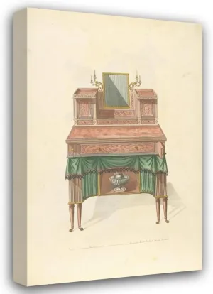 Thomas Sheraton 13x18 Gallery Wrapped Canvas Museum Art Print Titled: Wash Stand with Mirror (1805-1806)