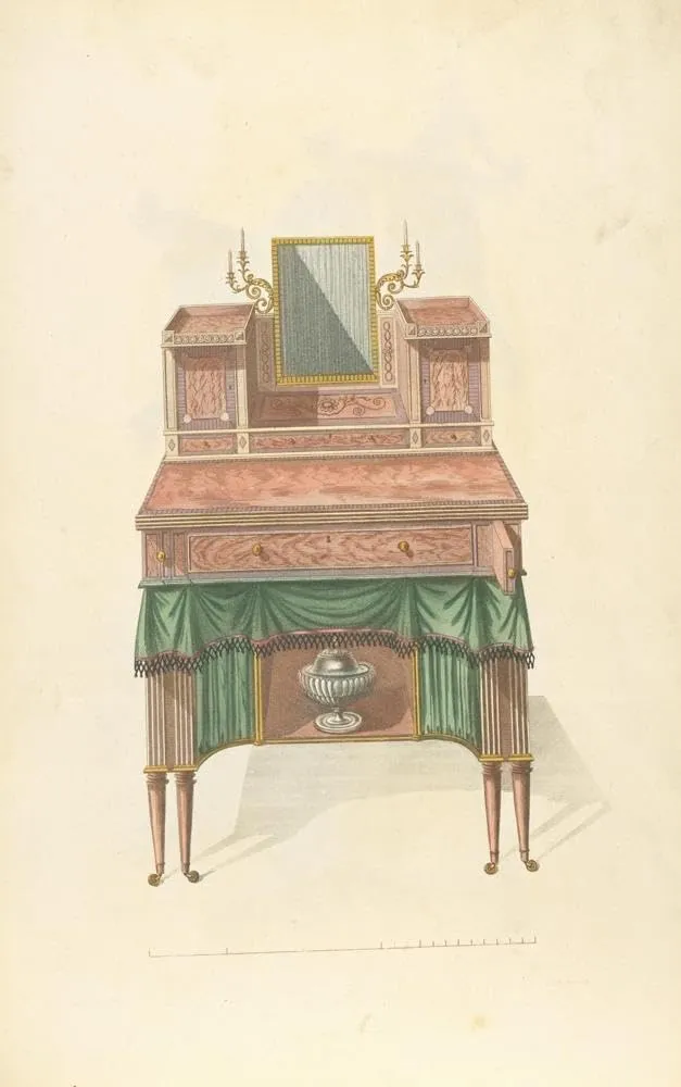 Thomas Sheraton 13x18 Gallery Wrapped Canvas Museum Art Print Titled: Wash Stand with Mirror (1805-1806)