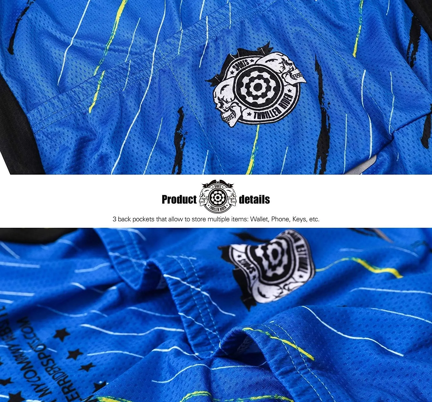 Thriller Rider Sports Mens Mountain Bike Short Sleeve Cycling Jersey Bike Tshirt