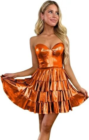 Tiered Layered Satin Homecoming Dresses 2024 A Line Sweetheart Short Prom Dresses Y-HC022