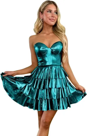 Tiered Layered Satin Homecoming Dresses 2024 A Line Sweetheart Short Prom Dresses Y-HC022
