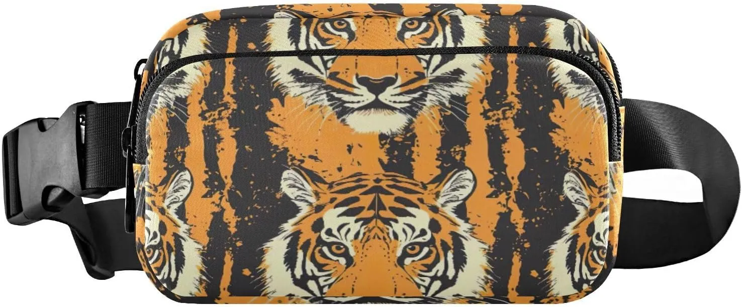 Tiger Pattern Fanny Pack Compact Fashion Waist Bag with Adjustable Strap for Outdoors, Travel, and Sports