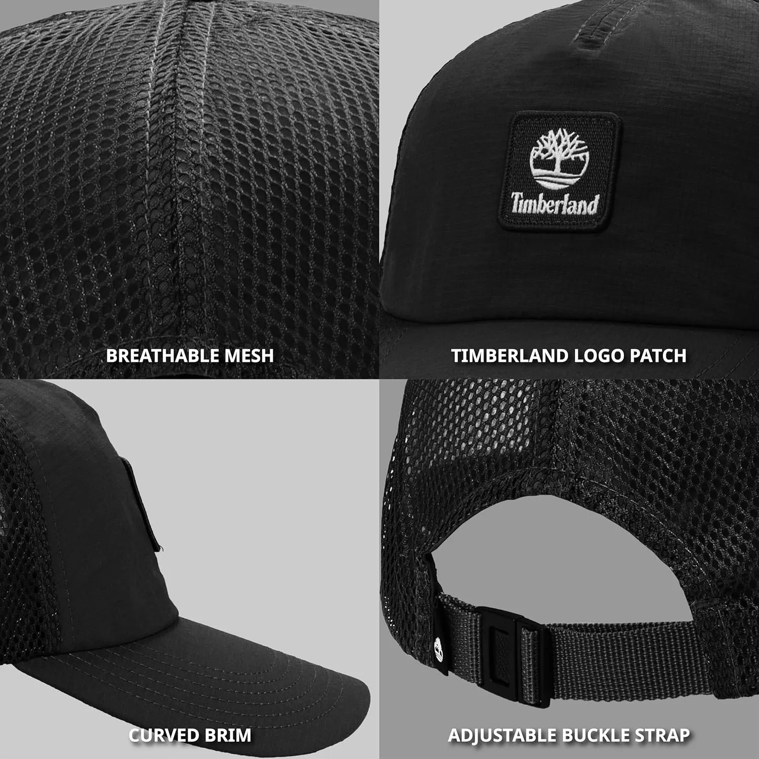 Timberland Trucker Hat, Soft Structured Baseball Cap, Adjustable Mesh Back, Curved Brim, Breathable & Lightweight – One Size