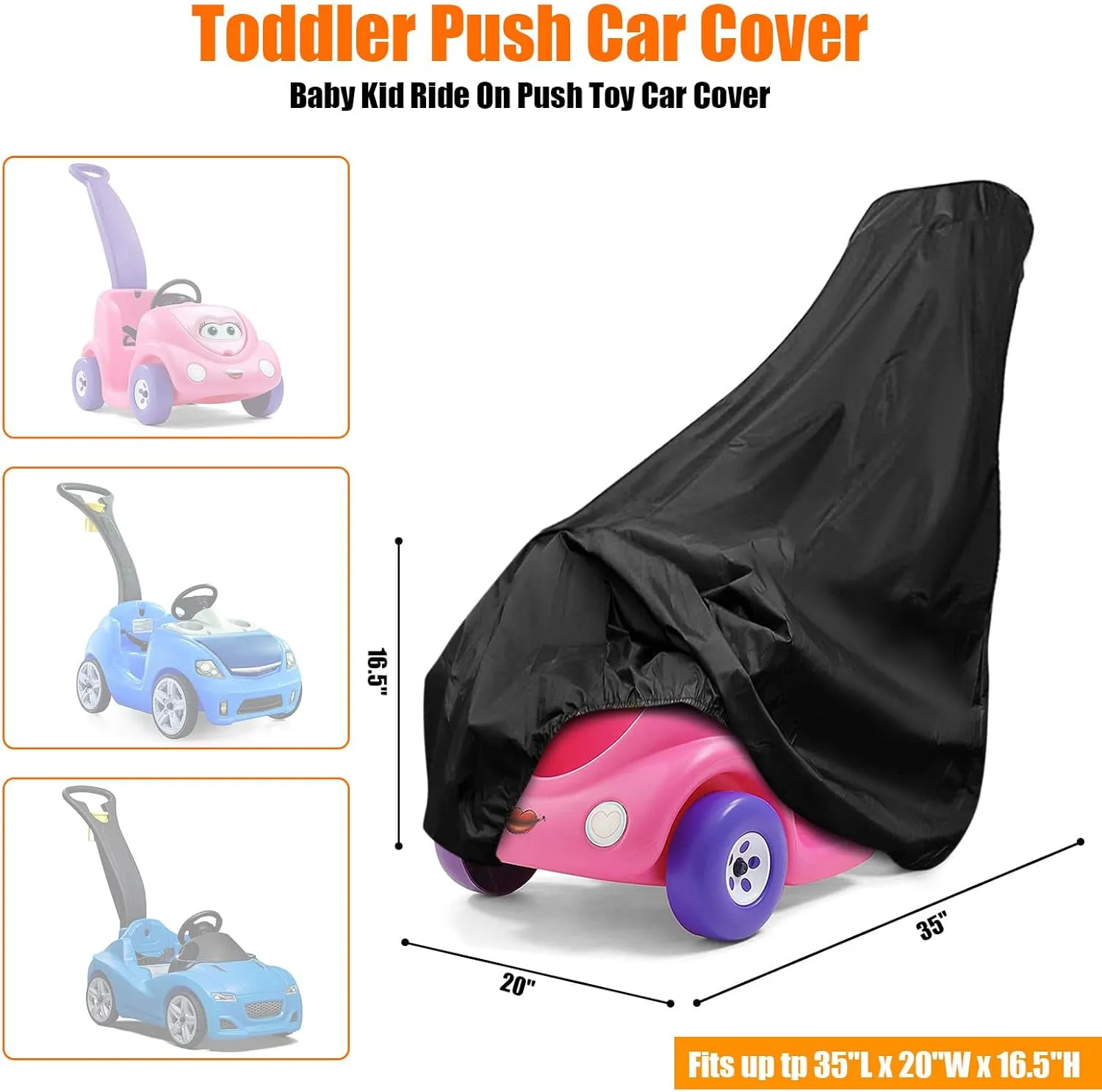 Toddler Push Car Cover for Step 2 Push Toy Cars, Waterproof Kids Ride-On Toy Car Cover Outdoor-36"L×20"W×16.5"H