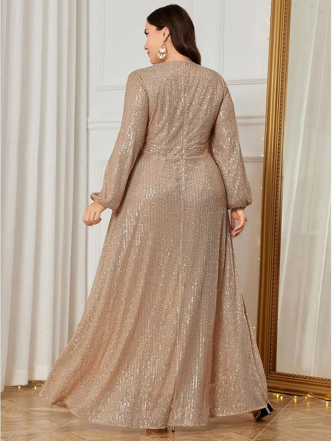 TOLEEN Women's Plus Size Sequin Dress Luxurious Style Formal Cocktail Evening Party Maxi Dresses