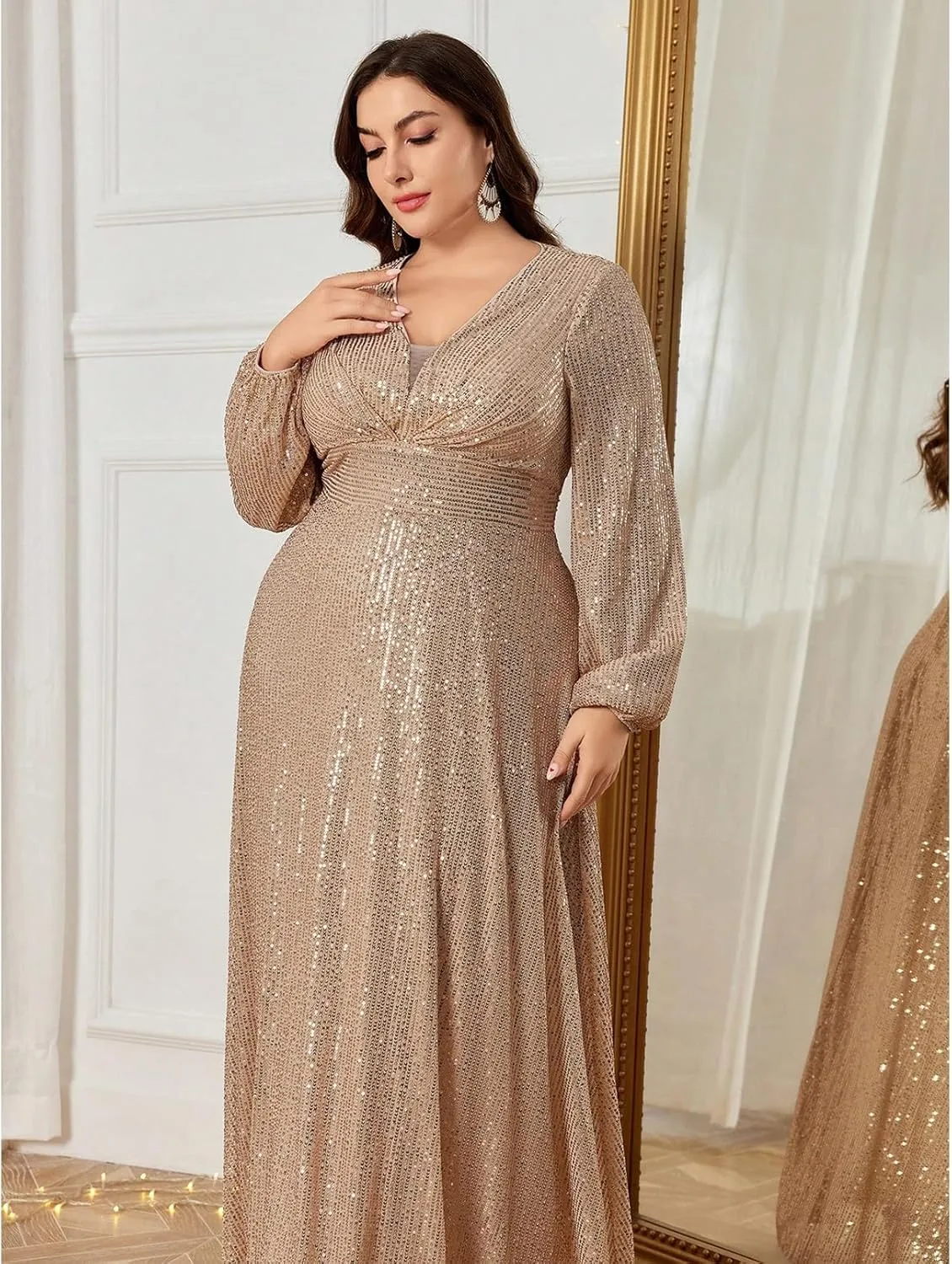 TOLEEN Women's Plus Size Sequin Dress Luxurious Style Formal Cocktail Evening Party Maxi Dresses