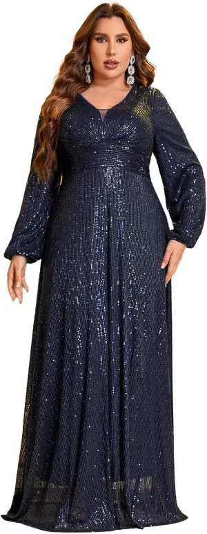 TOLEEN Women's Plus Size Sequin Dress Luxurious Style Formal Cocktail Evening Party Maxi Dresses