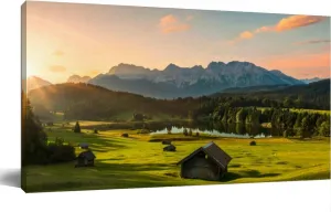 TOOUTEREA 20x40 Frame Large Canvas Painting Wall Art Magic Sunrise at Alpine Lake Geroldsee view to mount Wall Decor for Living Room Bedroom Kitchen Bathroom Office Artwork Home Decor