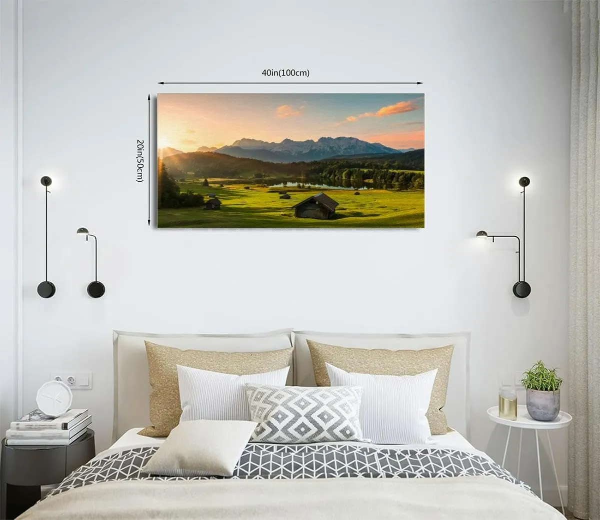 TOOUTEREA 20x40 Frame Large Canvas Painting Wall Art Magic Sunrise at Alpine Lake Geroldsee view to mount Wall Decor for Living Room Bedroom Kitchen Bathroom Office Artwork Home Decor