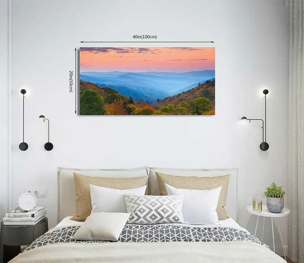 TOOUTEREA 20x40 Frame Large Canvas Painting Wall Art Rolling Mountain Ranges at Sunrise Wall Decor for Living Room Bedroom Kitchen Bathroom Office Artwork Home Decor
