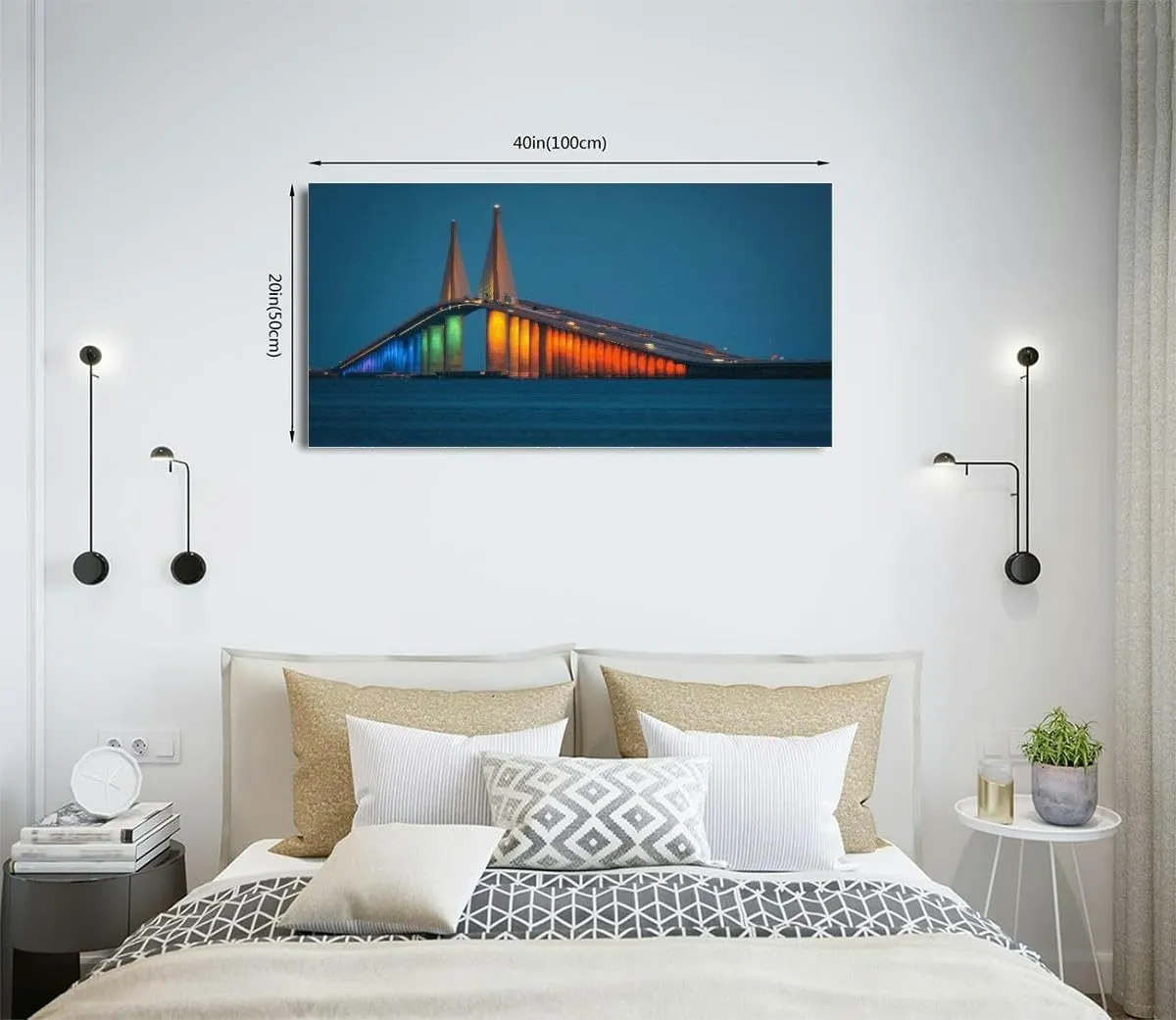 TOOUTEREA 20x40 Frame Large Canvas Painting Wall Art Sunshine Skyway Bridge Wall Decor for Living Room Bedroom Kitchen Bathroom Office Artwork Home Decor