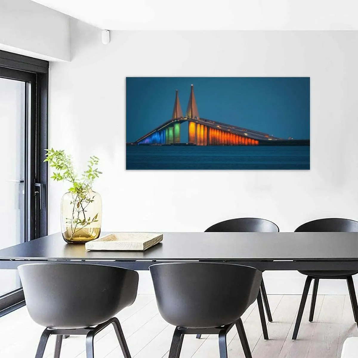 TOOUTEREA 20x40 Frame Large Canvas Painting Wall Art Sunshine Skyway Bridge Wall Decor for Living Room Bedroom Kitchen Bathroom Office Artwork Home Decor