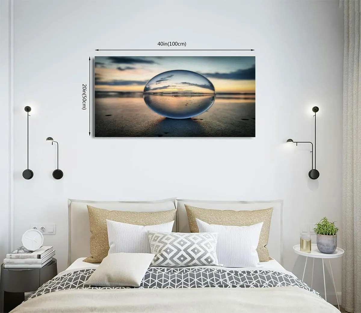 TOOUTEREA 20x40 Frame Large Canvas Painting Wall Art Watching sunrise throught a lens ball Wall Decor for Living Room Bedroom Kitchen Bathroom Office Artwork Home Decor