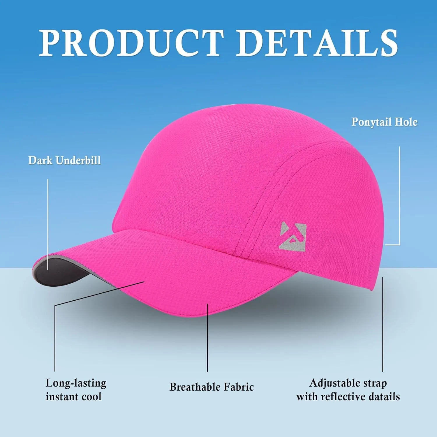 TOP-EX XL/XXL Ponytail Sun Baseball Cap for Women Cooling Running Hat Summer Breathable Mesh Hat