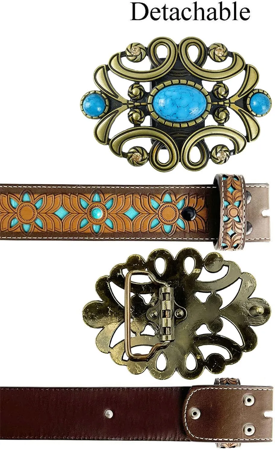 TOPACC Womens Mens Western Belt Cowboy Cowgirl Country Belt for Jeans Pants Rodeo Outfit