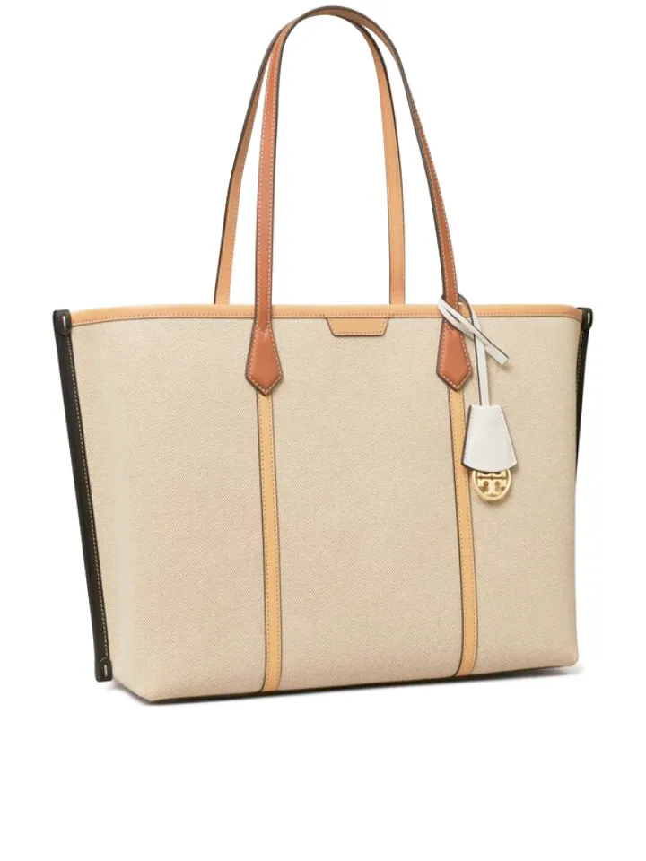 Tory Burch Perry Canvas Triple-Compartment Tote Natural Multi