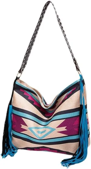 Tote Bag Bohemian Vintage Shoulder Bag Zipper Tote 16.9 Inch Large Capacity Canvas Bag for Women