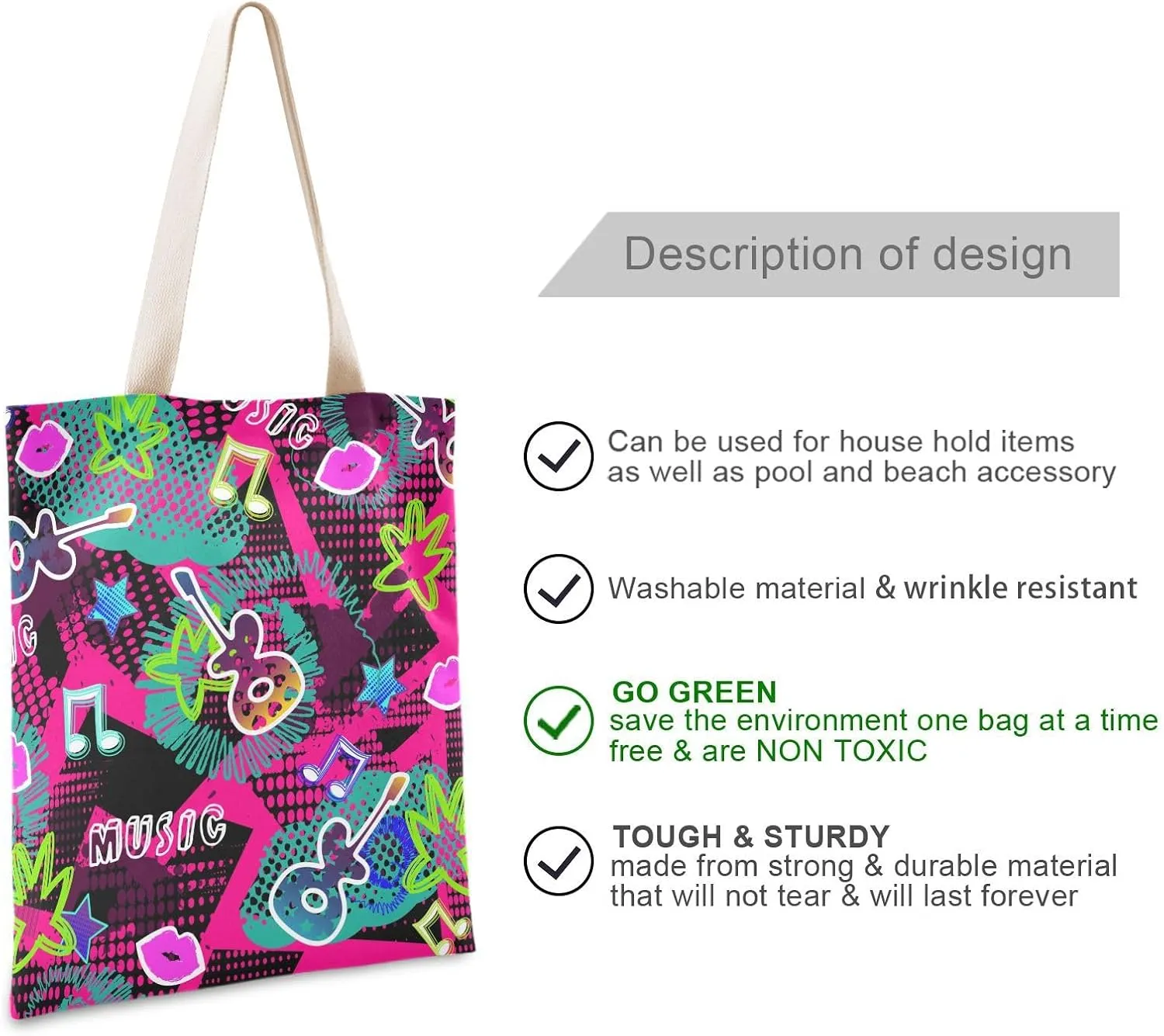 Tote Bag for Women Foldable Tote Bag With Pouch Large Shoulder Bag Top Handle Handbag for Travel Work Pattern 1