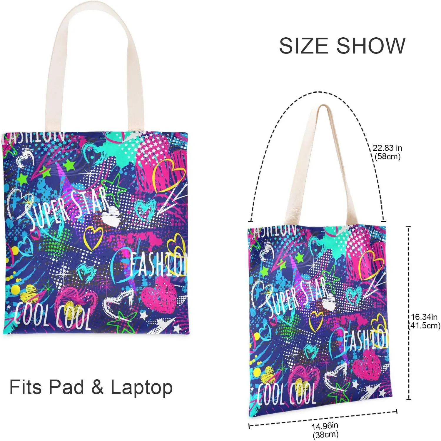 Tote Bag for Women Foldable Tote Bag With Pouch Large Shoulder Bag Top Handle Handbag for Travel Work Pattern 1