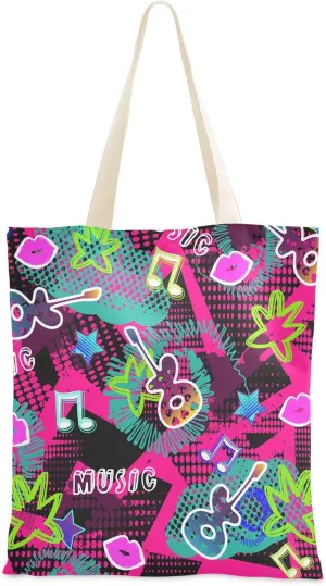 Tote Bag for Women Foldable Tote Bag With Pouch Large Shoulder Bag Top Handle Handbag for Travel Work Pattern 1