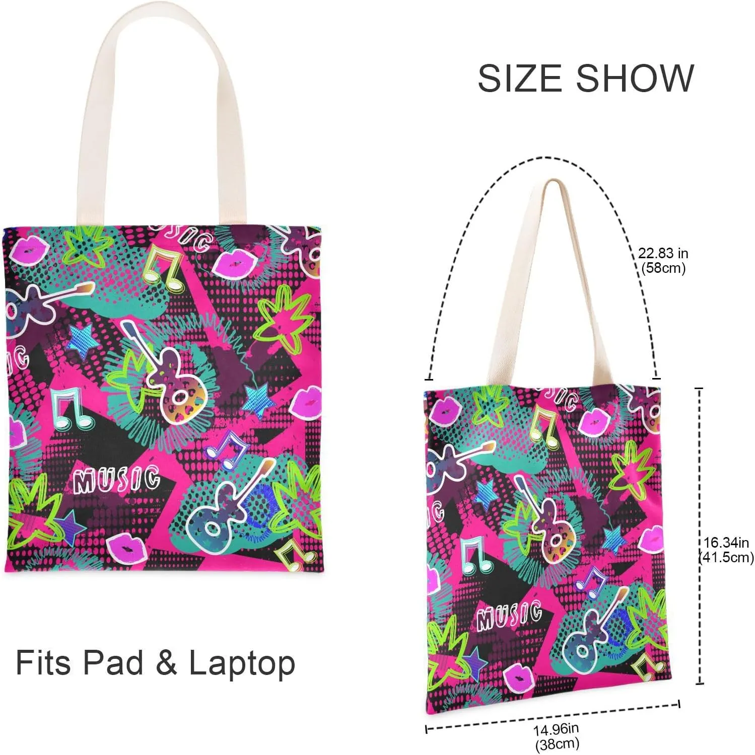 Tote Bag for Women Foldable Tote Bag With Pouch Large Shoulder Bag Top Handle Handbag for Travel Work Pattern 1