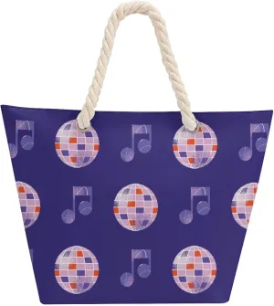Tote Bag Hemp Rope Shoulder Bag Disco Ball Music for Women Large Casual Handbag Work Dating