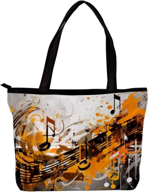 Tote Bags for Women,Womens Handbags,Small Tote Bag,Abstract Melody Notes Pattern