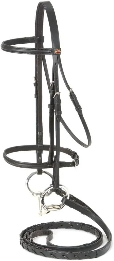 Tough 1 Mini Raised Snaffle Bridle with Reins Blk