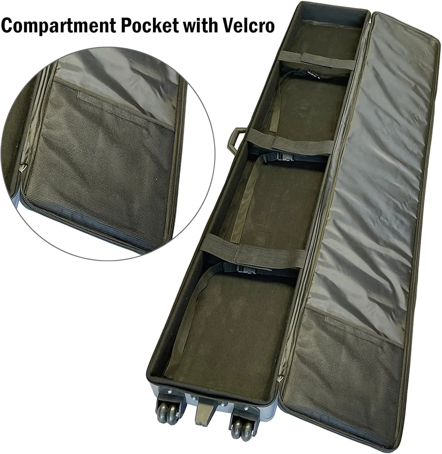 Trade Show Suitcase - Durable Canvas Rolling Travel Bag with Inner Strap, 2 Wheels with Support Legs, Large Capacity (39.3" x 10" x 4")