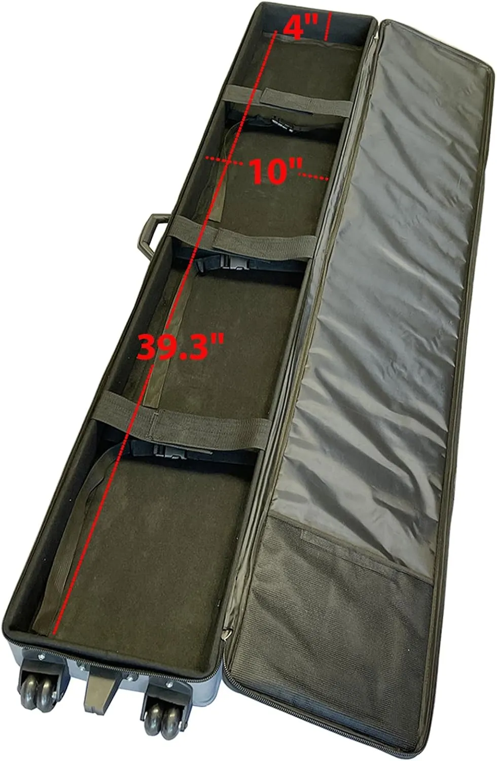 Trade Show Suitcase - Durable Canvas Rolling Travel Bag with Inner Strap, 2 Wheels with Support Legs, Large Capacity (39.3" x 10" x 4")