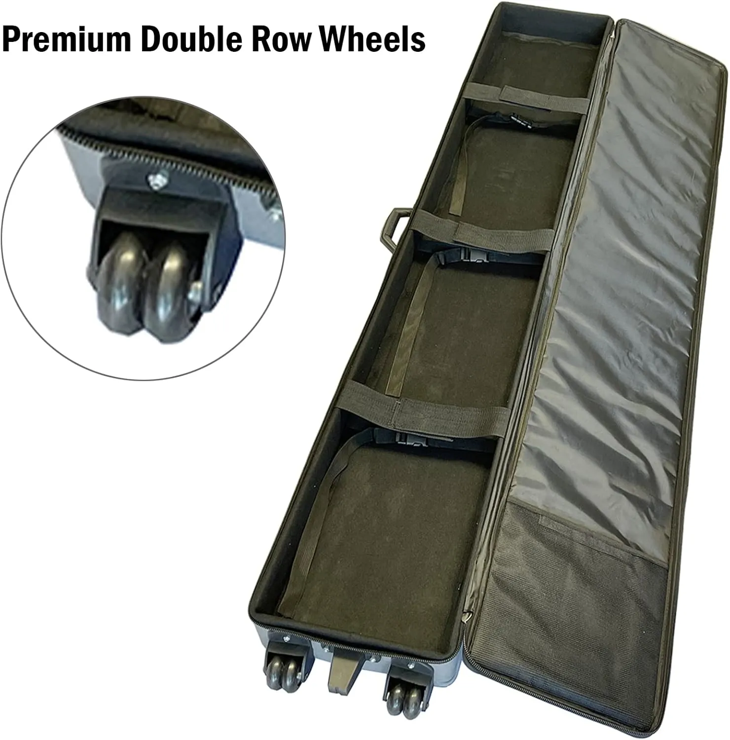 Trade Show Suitcase - Durable Canvas Rolling Travel Bag with Inner Strap, 2 Wheels with Support Legs, Large Capacity (39.3" x 10" x 4")