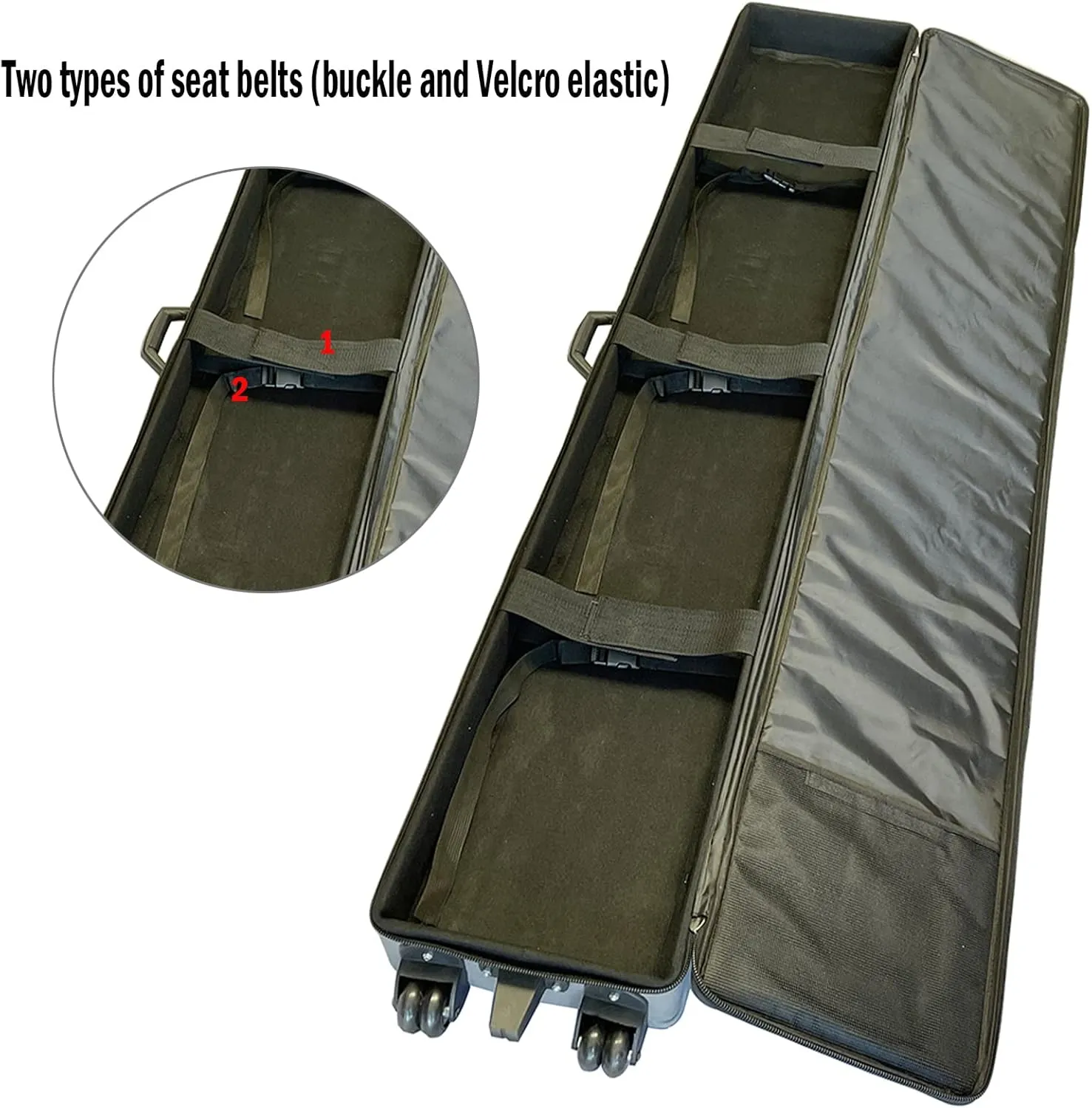 Trade Show Suitcase - Durable Canvas Rolling Travel Bag with Inner Strap, 2 Wheels with Support Legs, Large Capacity (39.3" x 10" x 4")