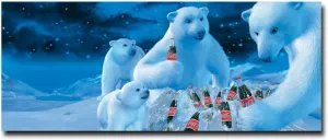 Trademark Fine Art Coke Polar Bears with Nest of Coke Bottles 22x36-Inch