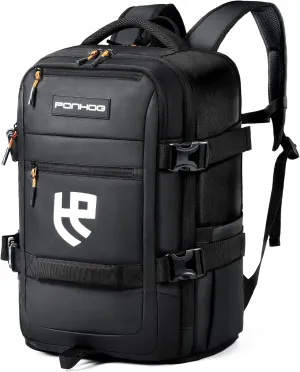 Travel Backpack - 40L Carry on Backpack with Shoe Compartment Flight Approved, 15.6 Inch Travel Suitcase Backpack for Men, Water Resistant Luggage Daypack Weekender Bag, Black