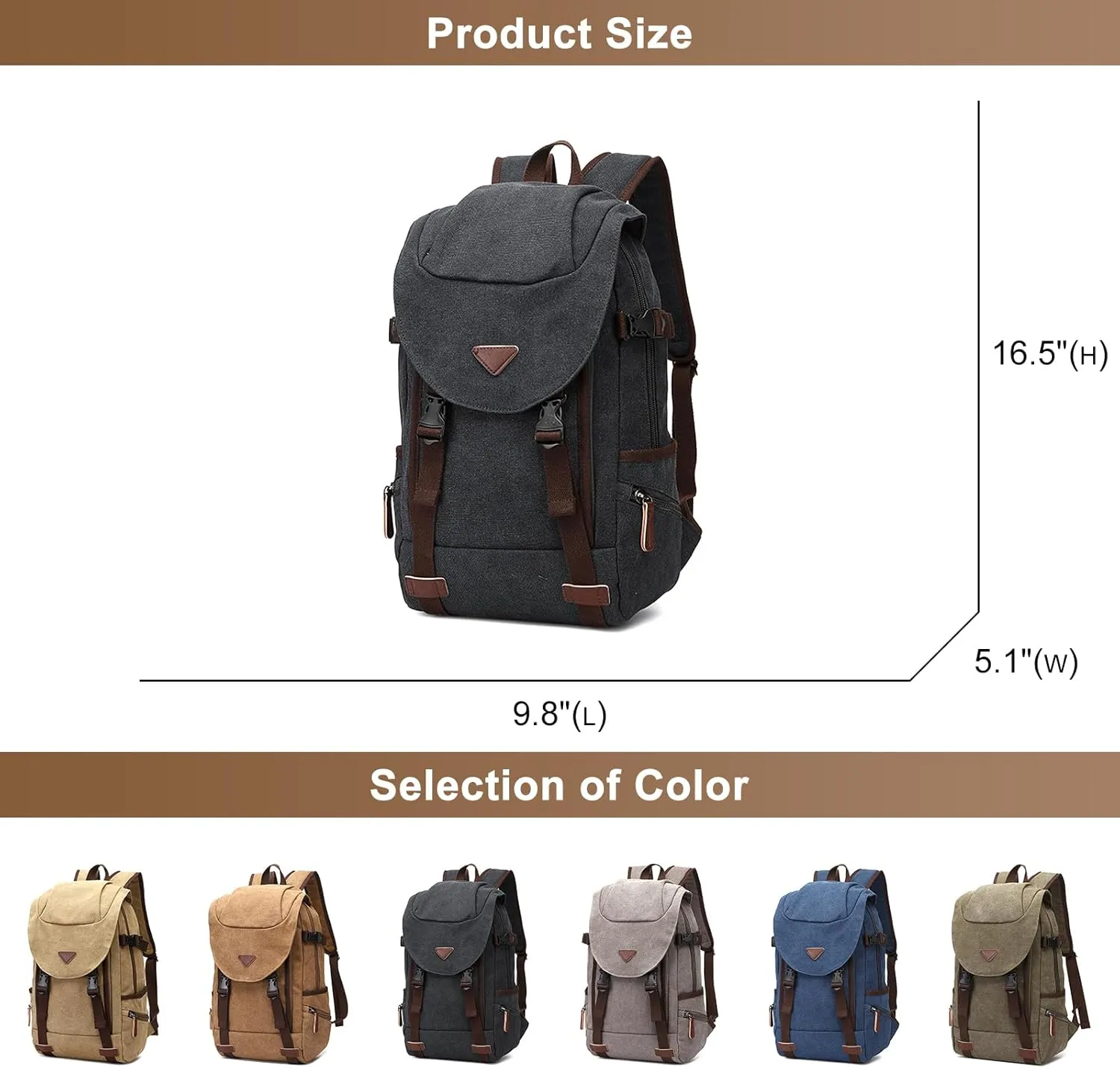 Travel Duffel Backpack for Men, Vintage Canvas Large Capacity Bookbag Weekender Overnight Rucksack Shoulder Bag (A/Brown)