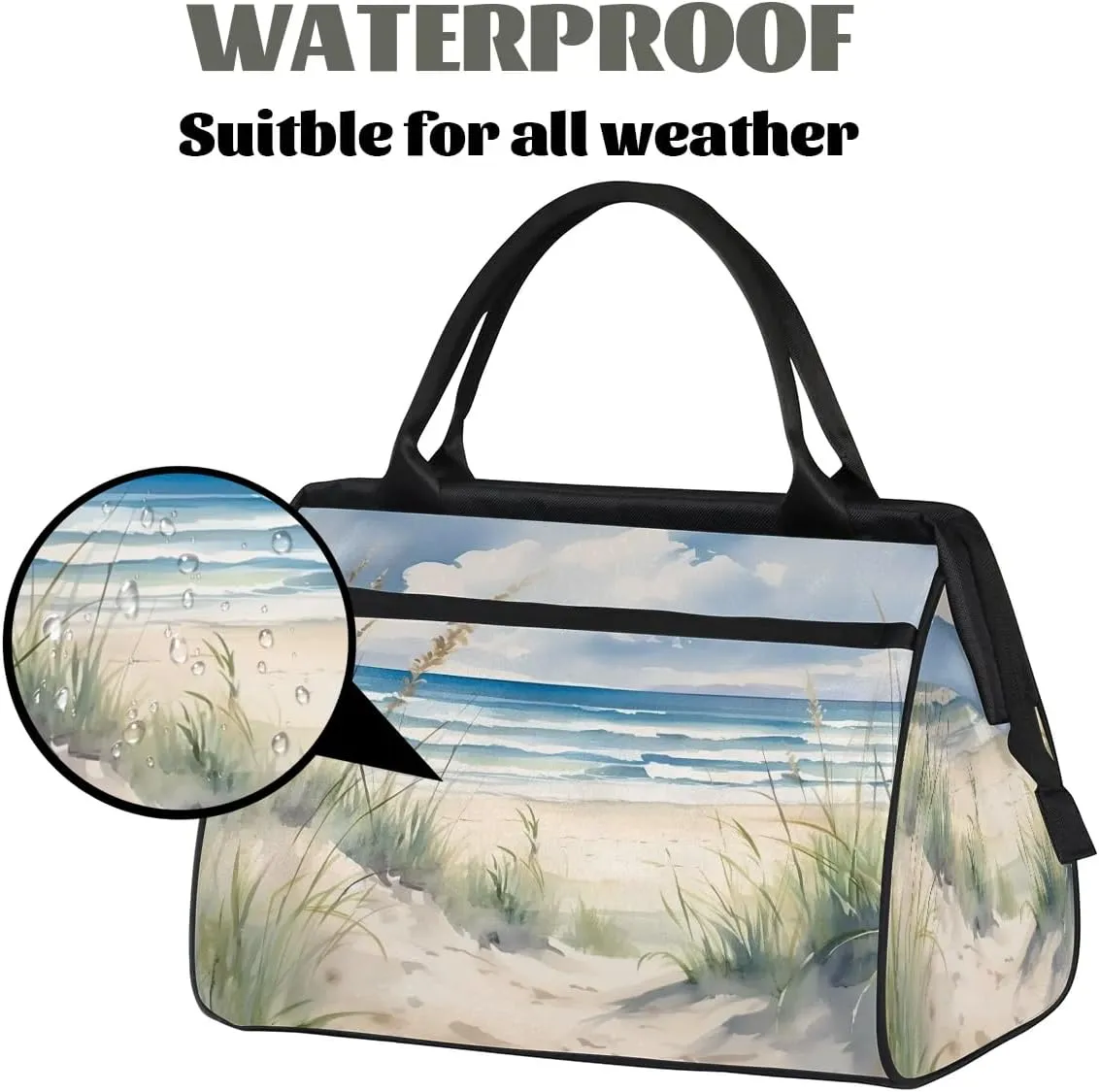 Travel Duffel Bag for Women, Ocean Beach Pattern Weekender Overnight Bag Carry on Beach Swim Bags Dance Bag Airlines Approved Personal Item Travel Bag for Yoga, Sports, Hospital