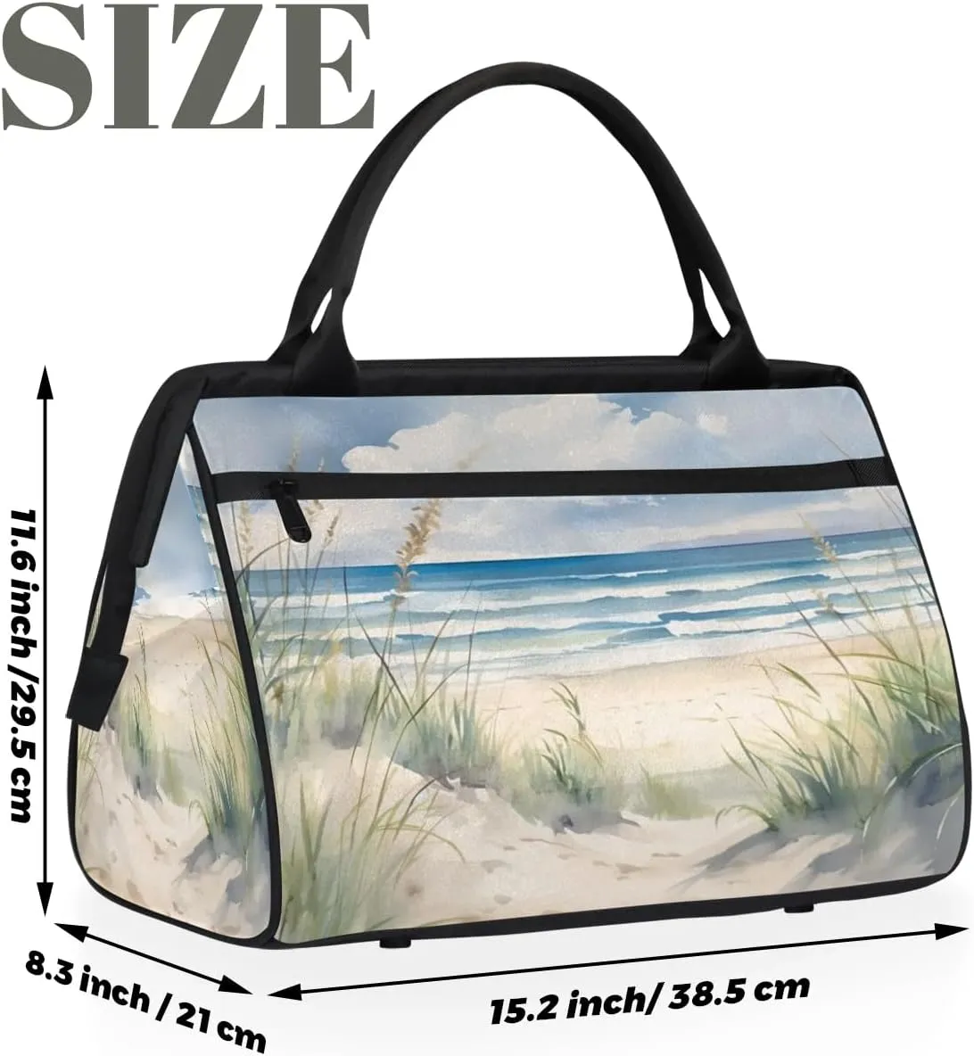 Travel Duffel Bag for Women, Ocean Beach Pattern Weekender Overnight Bag Carry on Beach Swim Bags Dance Bag Airlines Approved Personal Item Travel Bag for Yoga, Sports, Hospital