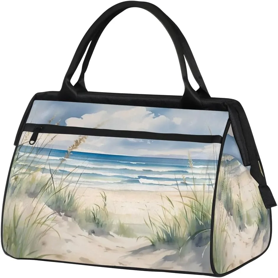Travel Duffel Bag for Women, Ocean Beach Pattern Weekender Overnight Bag Carry on Beach Swim Bags Dance Bag Airlines Approved Personal Item Travel Bag for Yoga, Sports, Hospital